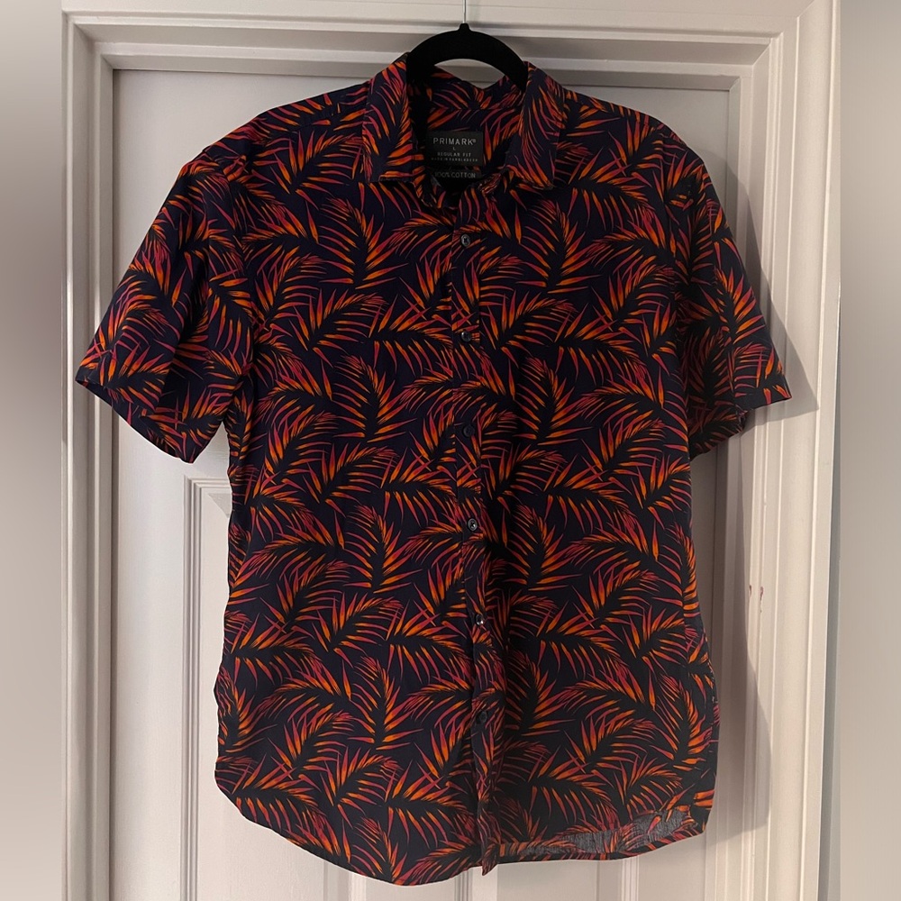Cotton Patterned Button Down Shirt - Size L